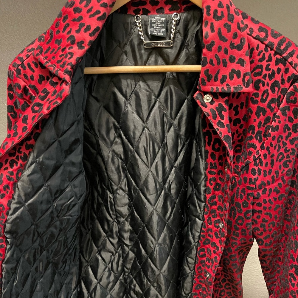 Red Guess Leopard Full Length Jacket